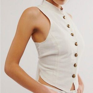 Free People Cream Sleeveless Top